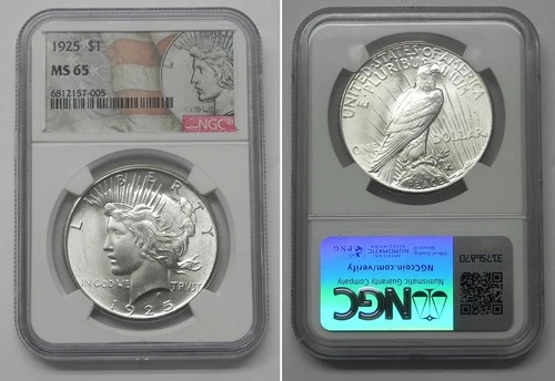 1925 Peace Dollar, NGC MS65  #7005