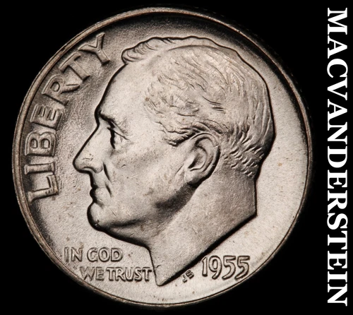 1955 Silver Roosevelt Dime - Choice Gem Brilliant Unc  Lustrous  #i5006