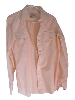 H bar C California Ranchwear USA 15 34 Vintage mens button up pearl