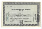 OHIO 1959 Shawnee Pottery Company Stock Certificate
