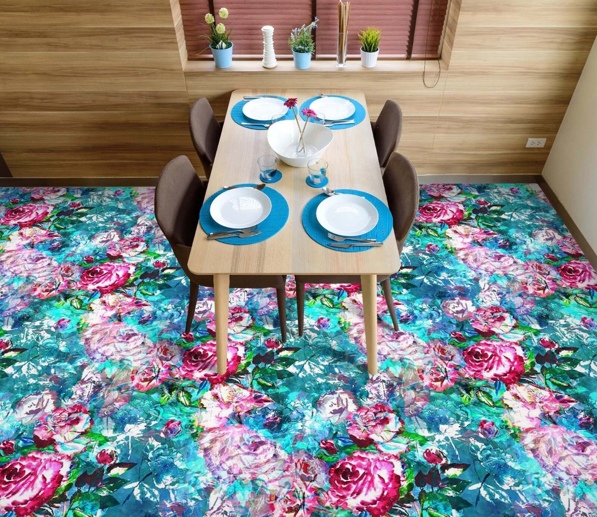 3D Pink Flower SKE1907 Floor WallPaper Print Decal Epoxy Floor