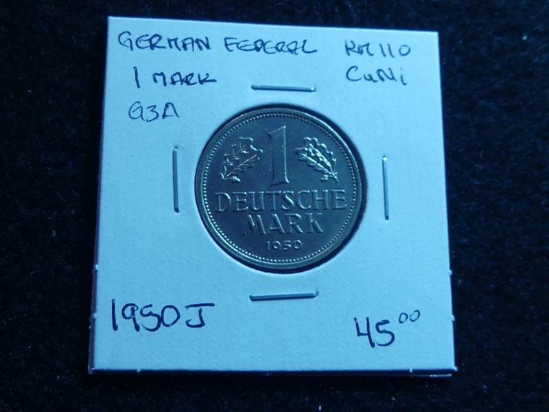 G3A: GERMAN FEDERAL Republic, High Grade 1 mark dated 1950 J, see photos