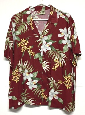 Hilo Hattie Men Aloha Casual Shirt Orchid Flower Shirt Rayon XL floral. Original