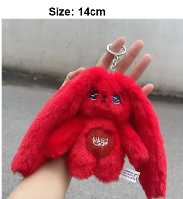 Kpop GIDLE YUQI Cartoon Plush Keychain Cute Red Bunny Plush Doll