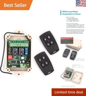 Weatherproof 2-Channel RF Relay Switch Kit - Easy Installation for Smart Homes