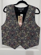Vintage Agapo Womens Vest Size Petite Large Tapestry Floral Cream Colored NEW