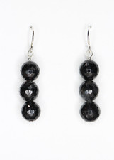 Rutilated Quartz Black 8mm Ball Natural Gemstone .925 Sterling Silver Earrings