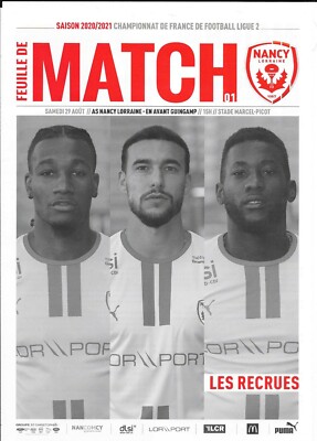 Spielbogen Nr. 01 ASNL Nancy - Vorwärts Guingamp (2020-2021)