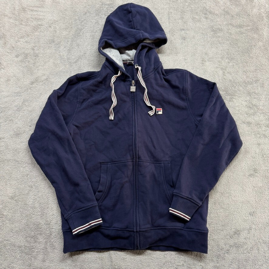 Fila Felpa con Cappuccio Uomo Blu Media Full Zip Felpa con Cappuccio Abbigliamento Sportivo Performance