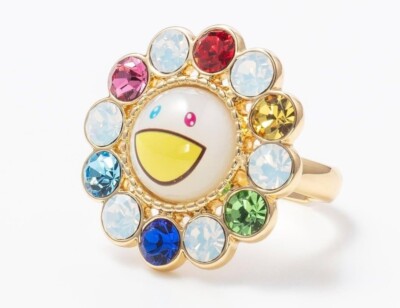 Takashi Murakami x Liquem Blue × White Flower Ring Kaikai kiki Accessory Limited