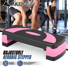 31"Pink Exercise Aerobic Step Platform Adjustable Fitness Stepper Gym w/3 Risers