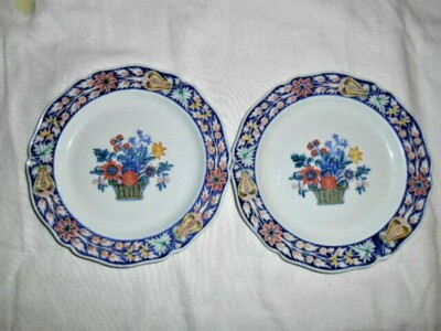  WEDGWOOD ETRURIA ENG. FLORAL POTE RAT 2 BREAD PLATES  IMPORTE D'ANGLETERRE VGUC