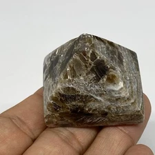 55.7g, 1.3"x1.6"x1.4" Chocolate/Gray Onyx Pyramid Gemstone @Morocco, B18953