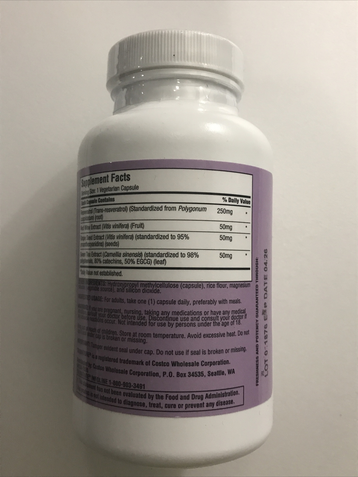 TruNature Resveratrol Plus Red Wine, Grape Seed and Green Tea Extract