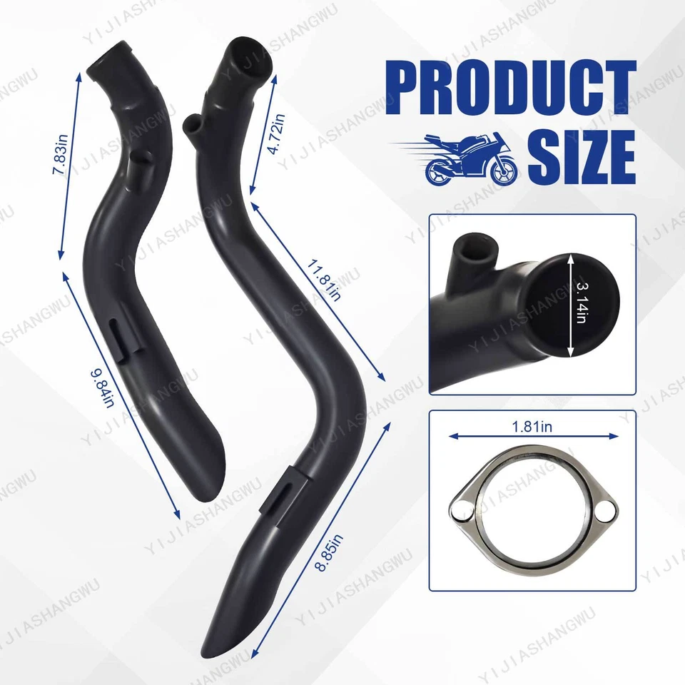 2" LAF Exhaust Pipes w/ Torque Cone for Harley Sportster Softail Black Wrapped Foto 4 de 4