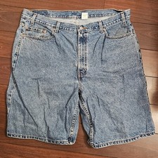 VINTAGE Levi's 550 Shorts Men's 42 Blue Denim Relaxed Fit Medium Wash 10" 90s