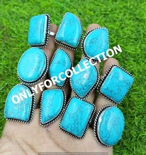 Gift Turquoise Gemstone 925 Sterling Silver Plated Wholesale Lot Rings Jewelry