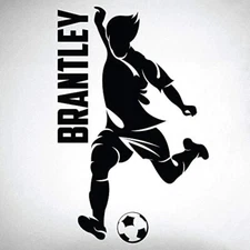 Vinyl Decal for Wall - Soccer Player (Customize w/ Name)