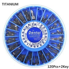 120pcs Dental Root Canal Pins Conical Screw Post TITANIUM Post Core Crown Repair
