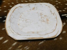 Carved Wooden Dough Bowl Primitive Wood Trencher Tray Rustic Home Decor 12 1/4"