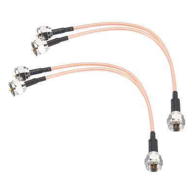 2X F Type Coax Cable Splitter To F Dual Male 3 Way RG316 Coaxial Cable 15cm NEW