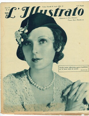 DOROTHY JORDAN COVER MAGAZINE ILLUSTRATED MAGAZINE APRIL 21, 1932 DR. PAUL WOLFF