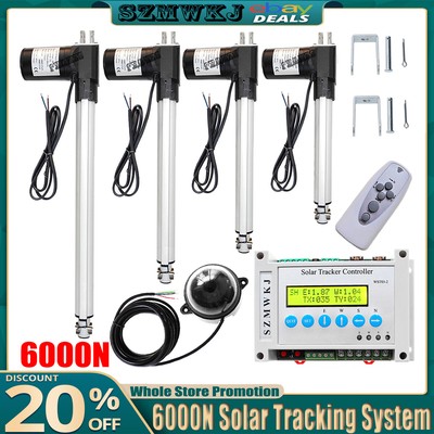 Complete LCD Dual Axis Solar Tracker 6000N 12V Linear Actuators Sun Track System