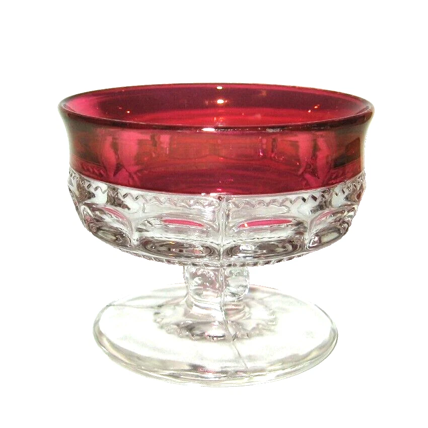 Vintage Indiana Glass Dessert or Fruit Cup Kings Crown Thumbprint Ruby Flash 3" - Image 3 of 4