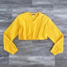 Yellow Gold Nasty Gal Cropped Sweater Long Sleeve