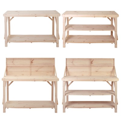 Heavy Duty Solid Wooden Woodworking Work Bench Diy Garage Workshop