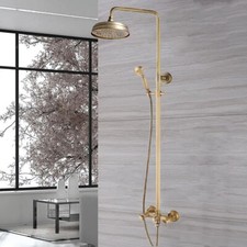Antique Brass Bathroom 8" Round Rain Shower Head Faucet Set Mixer Tap frs827