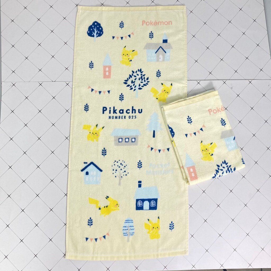 Pikachu Towel 2pcs Pokemon Cartoon Face Hand Washing Soft Cleaning