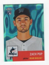 2022 TOPPS CHROME PLATINUM AQUA LAVA REFRACTOR 210/299 RC ZACH POP MARLINS #348
