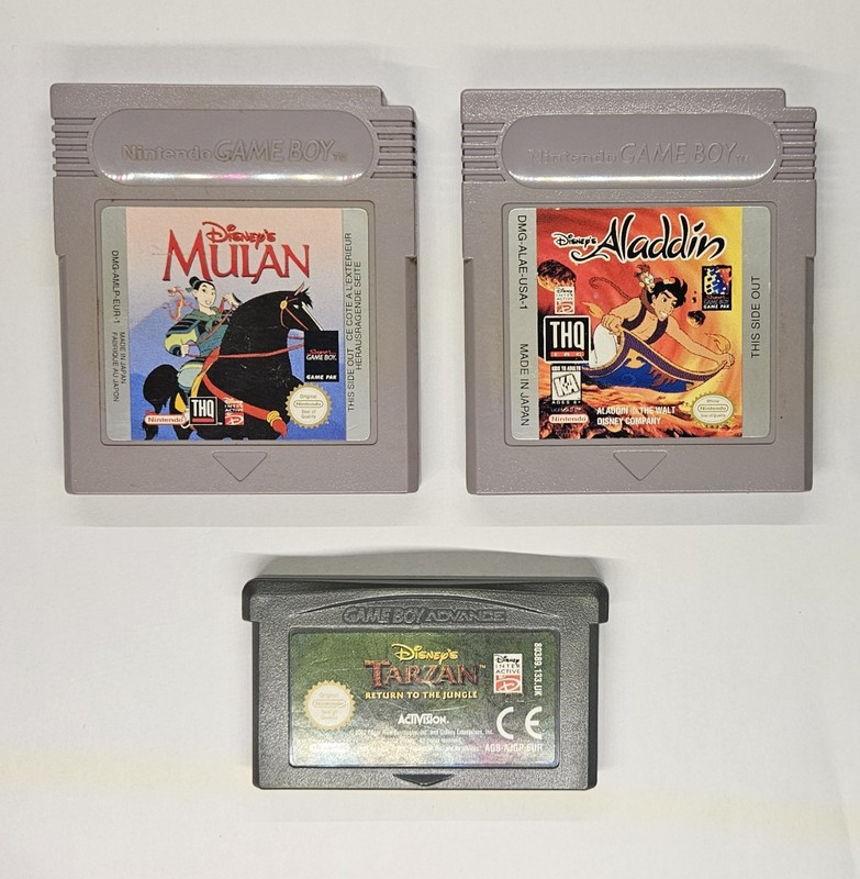 Gameboy Cartridge Bundle 3 Games Alladin Mulan And Tarzan