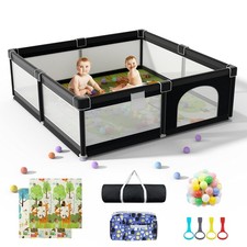 Extra Large 79" x 71" Baby Playpen with Mat, Baby Gate Play Yard, Portable To...