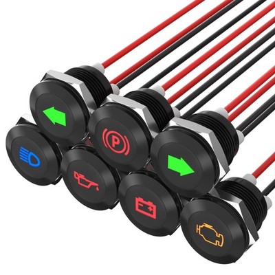 12V LED Indicator Light Small Indicator Light Waterproof 1/2'' Panel Cutout 12 Vo
