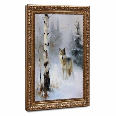 Winter Wolf in Forest Wall Art Canvas Oil Paintings Reproduction