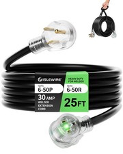 25ft 250V Welder Extension Cord, 10 Gauge Heavy Duty Outdoor Welding Cord with