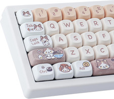 PBT Keycaps 143 Keys Cute Keycaps Dye-Sublimation Kitty-Cat Keycaps Set MOA Prof