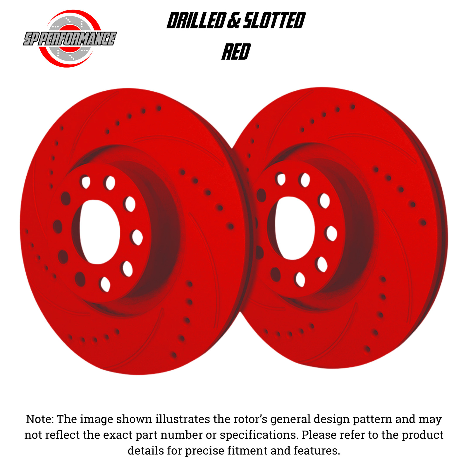 SP Performance F19-3024-R Drilled/Slotted Red Zinc Front Rotors 91-96 Acura NSX