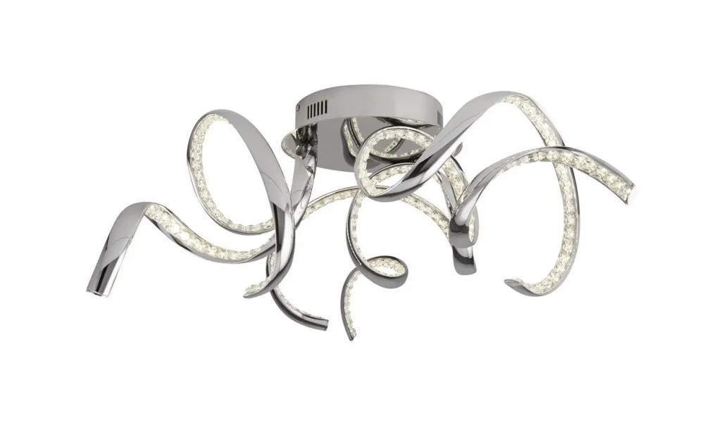 Ceiling Light Silver Twirls LED Chrome Searchlight 9233-3CC