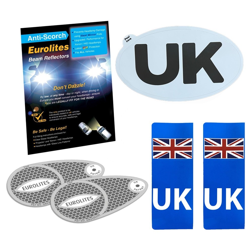 Eurolites Headlamp Headlight Beam Adaptors UK Sticker Numberplate Adhesive
