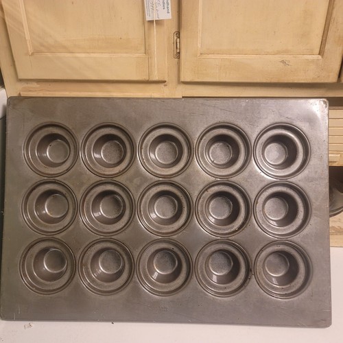 EKCO GLACO COMMERCIAL 15 slot CROWN MUFFIN PAN 20 gauge Aluminized Steel 18x27"