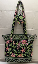 2 PC Rare VTG Vera Bradley Botanica Villager Zip Tote Bag Made in USA + Tag GUC