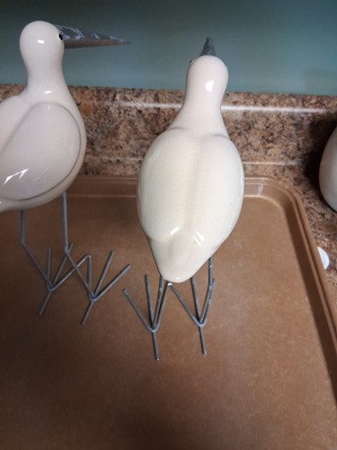Egrets White Wire And Ceramic Pair Nautical - Picture 8 of 9