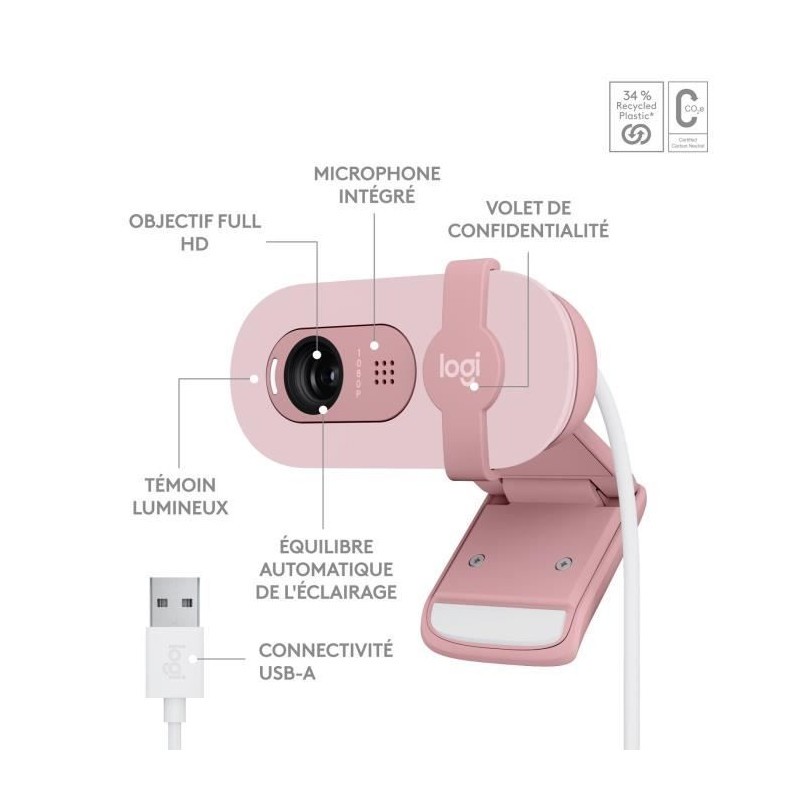 webcam full hd logitech – vue détaillée