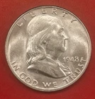 1948 P Franklin Silver Half Dollar, Choice to Gem Uncirculated.