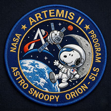Space Mission Embroidered Patch Cute Astronaut Dog Moon Badge Iron On