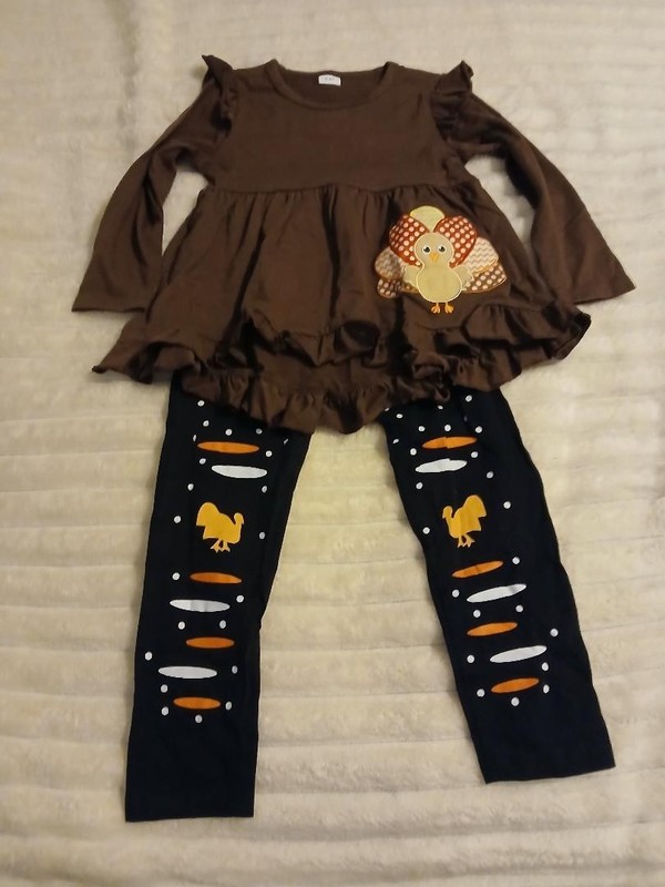 Little Girls Turkey Outfit Ages 4-5 yrs Brand New Cute!!! Top and Pants
