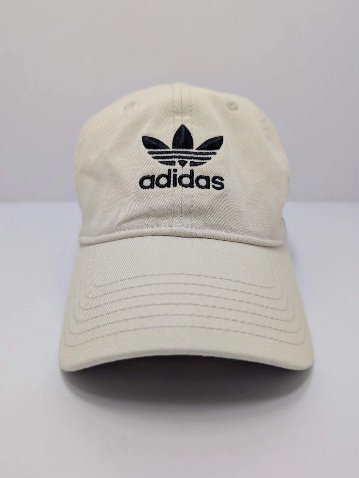 Adidas Trefoil Logo Cream Adjustable Strapback Baseball Hat - OSFM